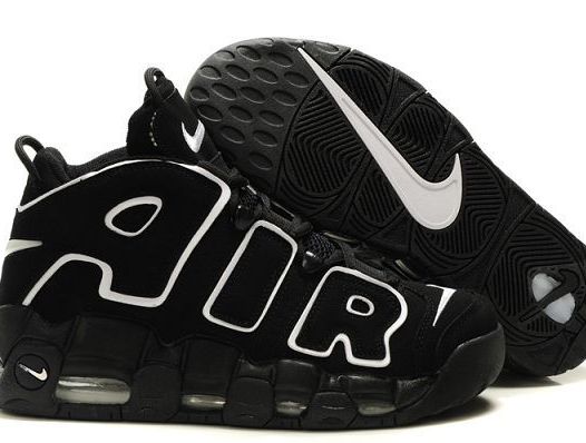 nike air more uptempo pippen 皮蓬大AIR系列 全氣墊鞋情侶款運動鞋 黑白色