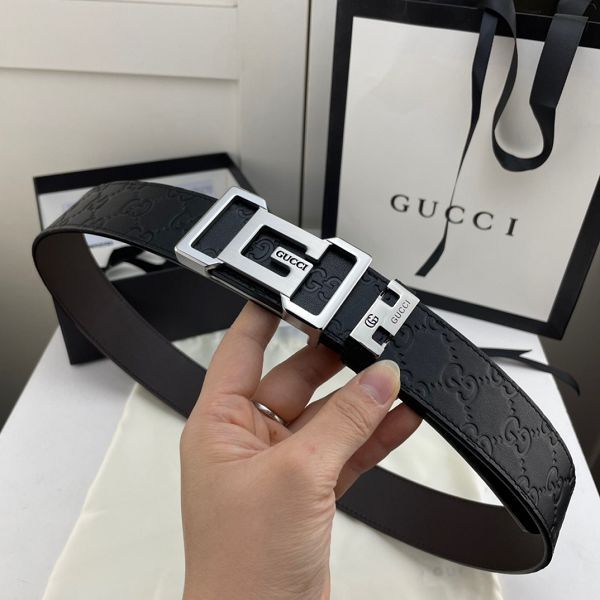 gucci皮帶 古馳2022新款皮帶 HF032905頭層牛皮壓花紋百搭腰帶