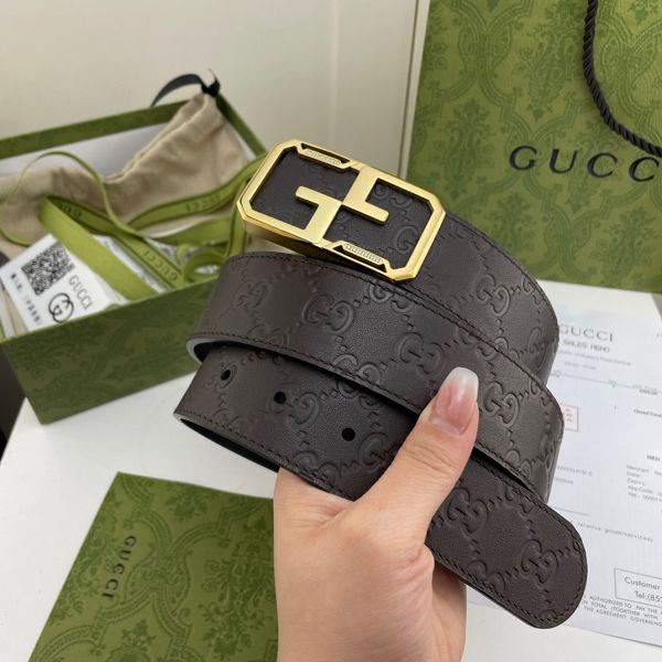 gucci皮帶 古馳2022新款 HF0523-18牛皮壓花紋鑲鉆鋼扣時尚腰帶