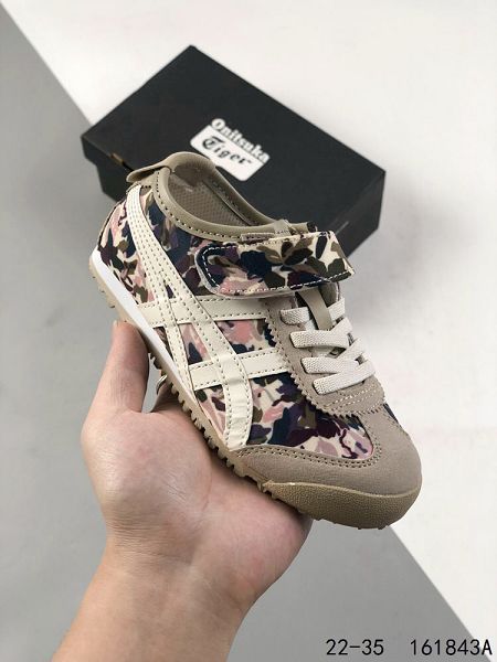 亞瑟士Onitsuka Tiger 系列 鬼冢虎板鞋童鞋 魔術貼款