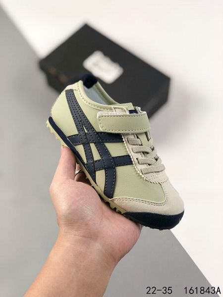 亞瑟士Onitsuka Tiger 系列 鬼冢虎板鞋童鞋 魔術貼款