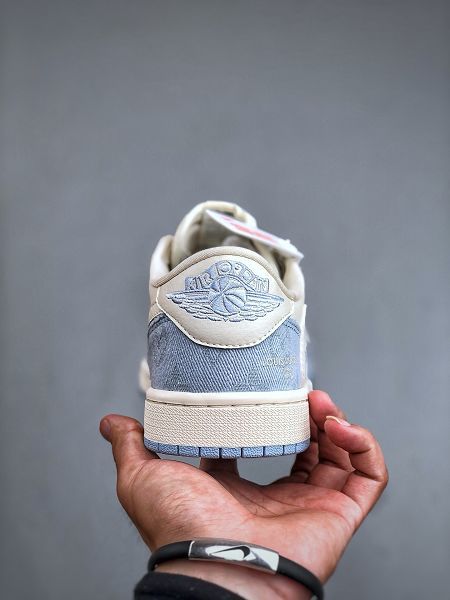 LV x Air Jordan 1 Low 2024最新情侶款孔雀藍色板鞋