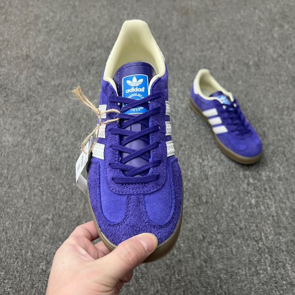 Adidas originals Gazelle Indoor 低幫紫白色 情侶鞋跑鞋