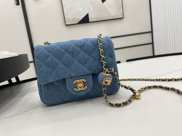 chanel包包 香奈兒2023新款手提包 DSAS1786牛仔金屬球單肩斜挎包