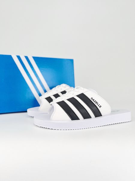 adidas originals GAZELLE BEACH 2024新款男女生舒適百搭沙灘涼鞋 白加黑色