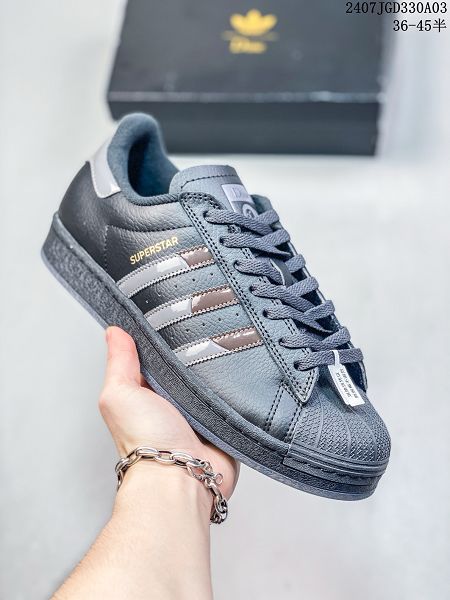 Adidas三葉草 Originals Superstar SailGreenLace 2024最新情侶款貝殼頭系列低幫經典百搭休閒運動板鞋