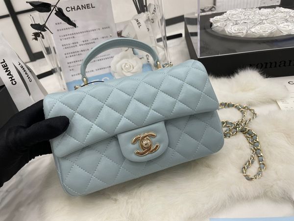 chanel包包 香奈兒2023新款手提包 DSAS2431羊皮淺金單肩斜挎包