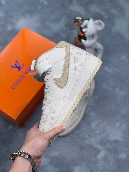 NIke Air Force 1 '07 Low LV聯名 淺黃牛仔暗夜精靈中幫休閒鞋